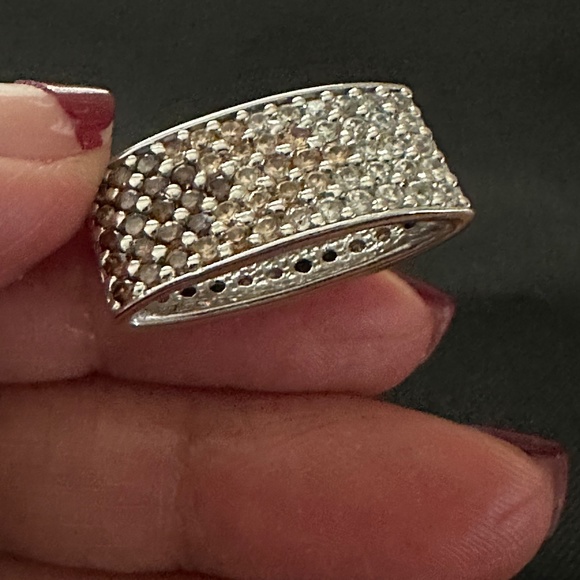 Dual sided cz paved stones mixed color rectangular pendant - Picture 4 of 16